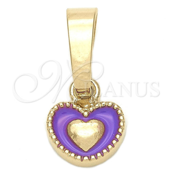 Dije Elegante 05.163.0076.4 Oro Laminado, Diseño de Corazón, Esmaltado Violeta, Tono Dorado