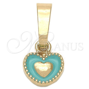 Dije Elegante 05.163.0076.5 Oro Laminado, Diseño de Corazón, Esmaltado Acqua, Tono Dorado