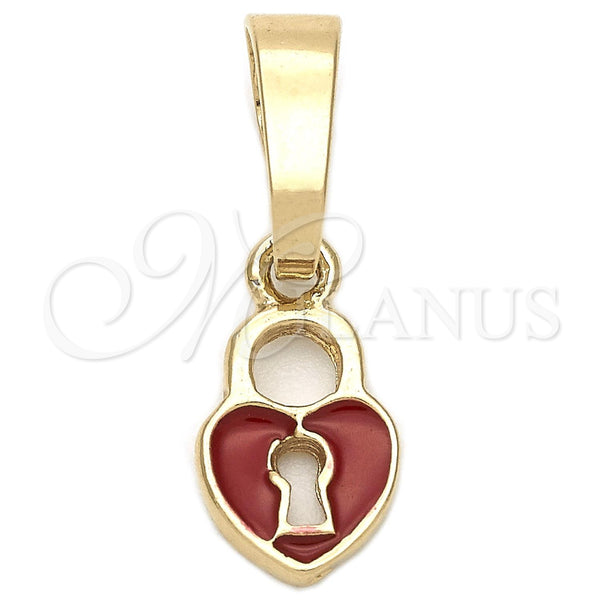 Dije Elegante 05.163.0077 Oro Laminado, Diseño de Corazón, Esmaltado Rojo, Tono Dorado