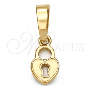 Dije Elegante 05.163.0077.1 Oro Laminado, Diseño de Corazón, Esmaltado Blanco, Tono Dorado