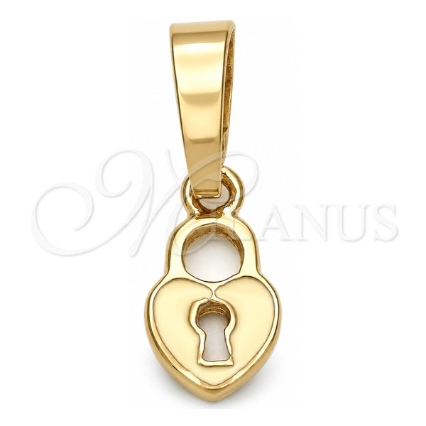 Dije Elegante 05.163.0077.1 Oro Laminado, Diseño de Corazón, Esmaltado Blanco, Tono Dorado