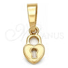 Dije Elegante 05.163.0077.1 Oro Laminado, Diseño de Corazón, Esmaltado Blanco, Tono Dorado