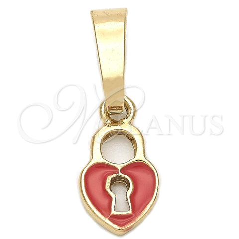 Dije Elegante 05.163.0077.2 Oro Laminado, Diseño de Corazón, Esmaltado Naranja, Tono Dorado