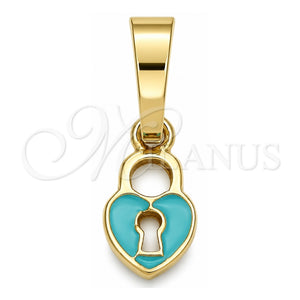 Dije Elegante 05.163.0077.3 Oro Laminado, Diseño de Corazón, Esmaltado Acqua, Tono Dorado