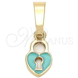 Dije Elegante 05.163.0077.3 Oro Laminado, Diseño de Corazón, Esmaltado Acqua, Tono Dorado