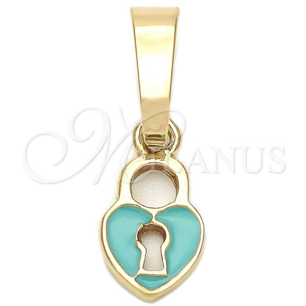 Dije Elegante 05.163.0077.3 Oro Laminado, Diseño de Corazón, Esmaltado Acqua, Tono Dorado