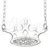 Collares con Dije 04.203.0008.18 Plata Rodinada, Diseño de Corona, con Zirconia Cubica Blanca, Pulido, Tono Plateado (Grosor 01 MM, 18 Pulgadas de Largo)