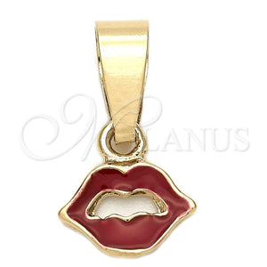 Dije Elegante 05.163.0079.1 Oro Laminado, Diseño de Corazón, Esmaltado Rojo, Tono Dorado