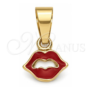 Dije Elegante 05.163.0079.1 Oro Laminado, Diseño de Corazón, Esmaltado Rojo, Tono Dorado