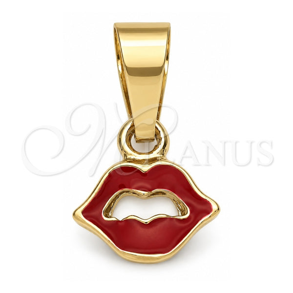 Dije Elegante 05.163.0079.1 Oro Laminado, Diseño de Corazón, Esmaltado Rojo, Tono Dorado