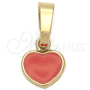 Dije Elegante 05.163.0080 Oro Laminado, Diseño de Corazón, Esmaltado Naranja, Tono Dorado