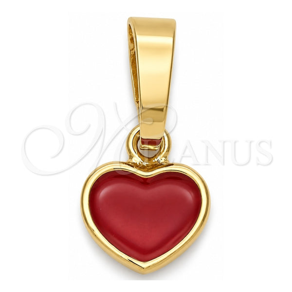 Dije Elegante 05.163.0080.1 Oro Laminado, Diseño de Corazón, Esmaltado Rojo, Tono Dorado