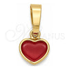 Dije Elegante 05.163.0080.1 Oro Laminado, Diseño de Corazón, Esmaltado Rojo, Tono Dorado