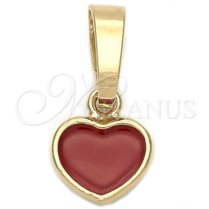 Dije Elegante 05.163.0080.1 Oro Laminado, Diseño de Corazón, Esmaltado Rojo, Tono Dorado