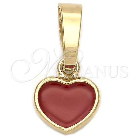 Dije Elegante 05.163.0080.1 Oro Laminado, Diseño de Corazón, Esmaltado Rojo, Tono Dorado