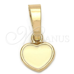 Dije Elegante 05.163.0080.2 Oro Laminado, Diseño de Corazón, Esmaltado Blanco, Tono Dorado