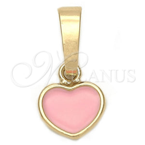 Dije Elegante 05.163.0080.3 Oro Laminado, Diseño de Corazón, Esmaltado Rosado, Tono Dorado