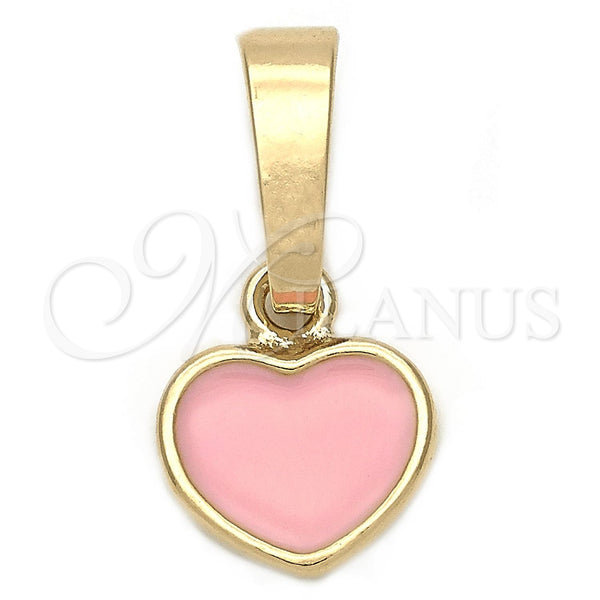Dije Elegante 05.163.0080.3 Oro Laminado, Diseño de Corazón, Esmaltado Rosado, Tono Dorado