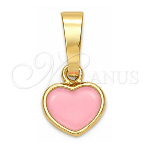Dije Elegante 05.163.0080.3 Oro Laminado, Diseño de Corazón, Esmaltado Rosado, Tono Dorado