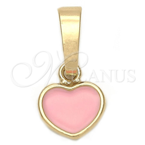 Dije Elegante 05.163.0080.3 Oro Laminado, Diseño de Corazón, Esmaltado Rosado, Tono Dorado