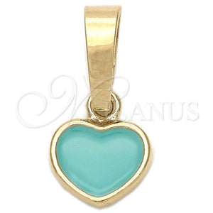 Dije Elegante 05.163.0080.4 Oro Laminado, Diseño de Corazón, Esmaltado Acqua, Tono Dorado