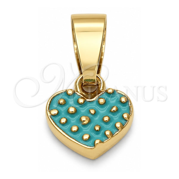 Dije Elegante 05.163.0082.1 Oro Laminado, Diseño de Corazón, Esmaltado Acqua, Tono Dorado