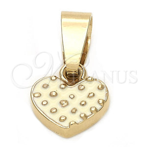 Dije Elegante 05.163.0082.3 Oro Laminado, Diseño de Corazón, Esmaltado Blanco, Tono Dorado