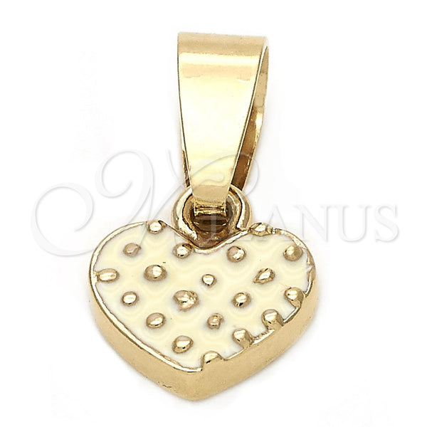 Dije Elegante 05.163.0082.3 Oro Laminado, Diseño de Corazón, Esmaltado Blanco, Tono Dorado