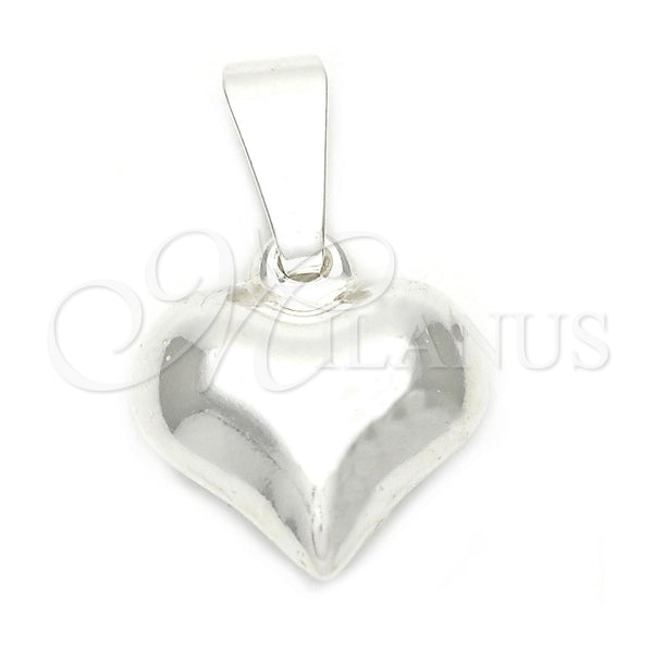 Dije Elegante 05.16.0208 Plata Rodinada, Diseño de Corazón y Corazón, Pulido, Tono Plateado