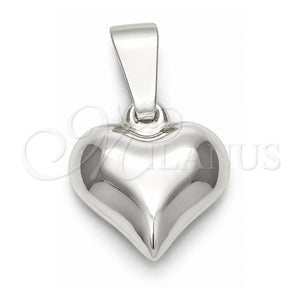 Dije Elegante 05.16.0208 Plata Rodinada, Diseño de Corazón y Corazón, Pulido, Tono Plateado