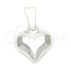 Dije Elegante 05.16.0208 Plata Rodinada, Diseño de Corazón y Corazón, Pulido, Tono Plateado