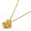 Collares con Dije 04.213.0018.16.GT Tono Dorado, Diseño de Mariposa, con Blanca Zirconia Cubica and Blanca Micro Pave, Pulido, Tono Dorado (01 MM Thickness, 16 Inches Length)
