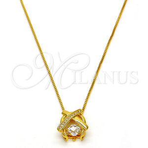 Collares con Dije 04.213.0022.16.GT Tono Dorado, con Blanca Zirconia Cubica and Blanca Micro Pave, Pulido, Tono Dorado (01 MM Thickness, 16 Inches Length)