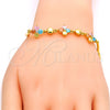 Pulsera Elegante 03.213.0024.07.GT Tono Dorado, Diseño de Flor, con Multicolor Zirconia Cubica, Pulido, Tono Dorado (03 MM Thickness, 7 Inches Length)