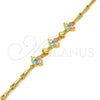 Pulsera Elegante 03.213.0024.07.GT Tono Dorado, Diseño de Flor, con Multicolor Zirconia Cubica, Pulido, Tono Dorado (03 MM Thickness, 7 Inches Length)