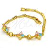 Pulsera Elegante 03.213.0024.07.GT Tono Dorado, Diseño de Flor, con Multicolor Zirconia Cubica, Pulido, Tono Dorado (03 MM Thickness, 7 Inches Length)