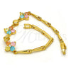 Pulsera Elegante 03.213.0024.07.GT Tono Dorado, Diseño de Flor, con Multicolor Zirconia Cubica, Pulido, Tono Dorado (03 MM Thickness, 7 Inches Length)