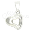 Dije Elegante 05.16.0209 Plata Rodinada, Diseño de Corazón y Corazón, Pulido, Tono Plateado