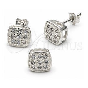 Juego de Arete y Dije de Adulto 10.166.0015 Plata Rodinada, con Zirconia Cubica Blanca, Pulido, Tono Plateado