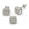 Juego de Arete y Dije de Adulto 10.166.0015 Plata Rodinada, con Zirconia Cubica Blanca, Pulido, Tono Plateado