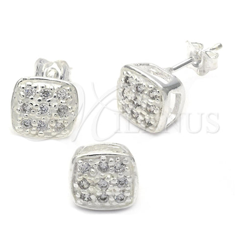 Juego de Arete y Dije de Adulto 10.166.0015 Plata Rodinada, con Zirconia Cubica Blanca, Pulido, Tono Plateado