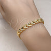 Pulsera Elegante 03.100.0023.07 Oro Laminado, Diseño de Mariposa, Diamantado, Tono Dorado (08 MM Thickness, 7 Inches Length)
