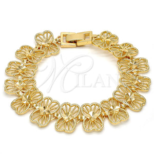Pulsera Elegante 03.100.0031.08.GT Tono Dorado, Diseño de Arco, Diamantado, Tono Dorado (Grosor 15.5 MM, 7 Pulgadas de Largo)