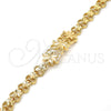Pulsera Elegante 03.192.0030.07.GT Tono Dorado, Diseño de Flor y Corazón, Diamantado, Tono Dorado (08 MM Thickness, 7 Inches Length)