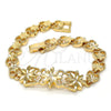 Pulsera Elegante 03.192.0030.07.GT Tono Dorado, Diseño de Flor y Corazón, Diamantado, Tono Dorado (08 MM Thickness, 7 Inches Length)