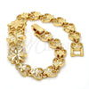 Pulsera Elegante 03.192.0030.07.GT Tono Dorado, Diseño de Flor y Corazón, Diamantado, Tono Dorado (08 MM Thickness, 7 Inches Length)