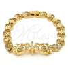 Pulsera Elegante 03.192.0030.07.GT Tono Dorado, Diseño de Flor y Corazón, Diamantado, Tono Dorado (08 MM Thickness, 7 Inches Length)