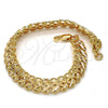 Pulsera Elegante 03.100.0021.08 Oro Laminado, Diamantado, Tono Dorado (Grosor 08.8 MM, 8 Pulgadas de Largo)