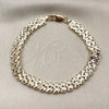 Pulsera Elegante 03.100.0021.08 Oro Laminado, Diamantado, Tono Dorado (Grosor 08.8 MM, 8 Pulgadas de Largo)