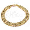 Pulsera Elegante 03.100.0021.08 Oro Laminado, Diamantado, Tono Dorado (Grosor 08.8 MM, 8 Pulgadas de Largo)